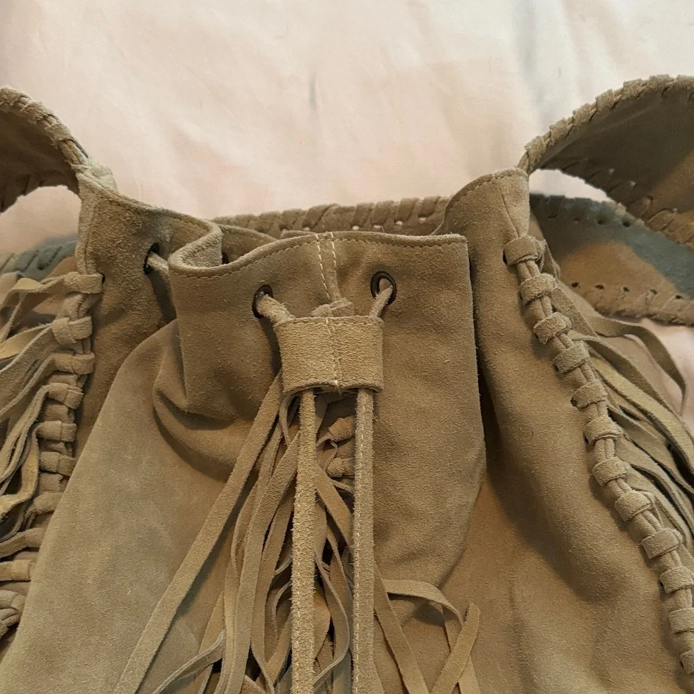 Suede Fringe Bucket Bag - Picture 4 of 13